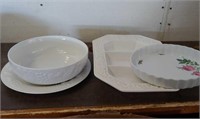 (4) White Serving Dishes