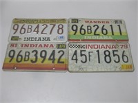 Four Indiana License Plates