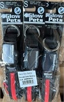 3 Red glow pet collars size small