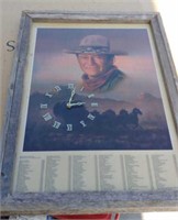 Barn Wood Framed John Wayne Clock