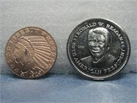 1984 Reagan Coin & Indian Head Half Ounce Coin