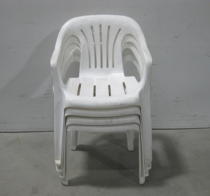 Four 22"x 19"x 30" Plastic Patio Chairs See Info