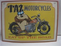 17"x 12.5" Metal TAZ Motorcycle Sign