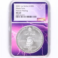 2022 Silver 1oz Nikola Tesla NGC MS69