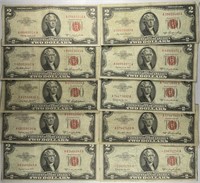 Lot of 10: $2 Red Seals
