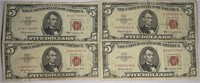 Lot of 4: $5 Red Seals