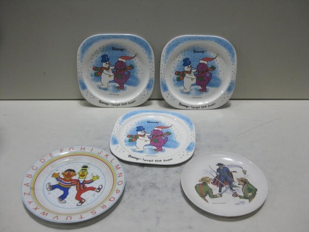 Five Children's Plates Widest 9"