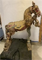 Large Carved Wooden Temple Horse from India