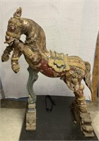 Large Carved Wooden Temple Horse from India
