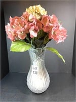 Cut Glass Vase with Floral Arrangement