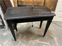 Black Wooden Piano Bench W/ Storage Under Seat