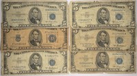 Lot of 6: $5 Silver Certificates