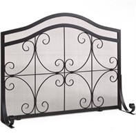 Metal Fireplace Screen Crest Arch 44" W x 33" H