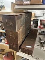 4 Vintage Metal Safety Deposit Boxes