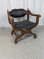 (1) Classic Wooden Chair w/ Leather Seat