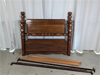 (1) Wooden Bed Frame w/ 4-Poster Headboard