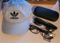 Reading and Sun Glasses, Case and Hat