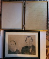 Old Folding Picture Frame and Picture