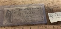 1863 Confederate dollar boll --N. Carolina