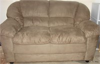 Beige Suede Loveseat Sofa for 2