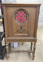Vintage Carved Wood Radio Cabinet