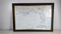 Framed Gulf of Mexico Nautical Chart