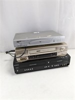 (2) VCR Player + DVD Player