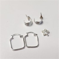 SILVER 2 EARRING AND 1 PENDANT   SET
