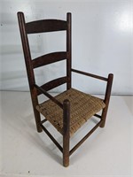 (1) Wooden ladder back Chair with Wicker Seat