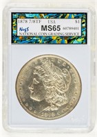 Coin 1878 7/8 TF Morgan Silver Dollar NCGS-MS65