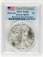 Coin 2011-S 1st Strike Silver Eagle-PCGS MS70