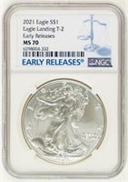 Coin 2021 Silver Eagle Type 2 NGC MS70
