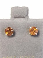 10K YELLOW GOLD CITRINE(0.6CT)  EARRINGS, MADE IN