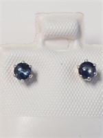 SILVER SAPPHIRE(0.4CT)  EARRINGS, MADE IN CANADA