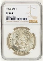 Coin 1883-O  Morgan Silver Dollar NGC MS63