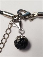 SILVER CZ WITH LEATHER CORD  NECKLACE