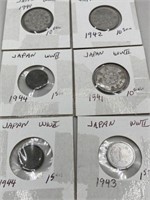 WWII COINS JAPAN LOT OF 7  (RESELLER) CARDED