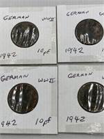 WWII GERMAN COINS X 4 PCS  (RESELLER LOT )