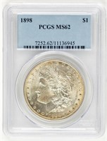 Coin 1898 Morgan Silver Dollar PCGS MS62