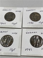 WWII GERMAN COINS X 4 PCS  (RESELLER LOT )