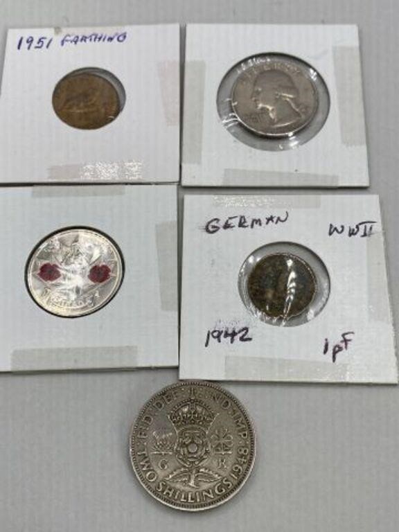 ASSORTED COIN LOT OF 5 PCS