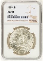 Coin 1888  Morgan Silver Dollar NGC MS63