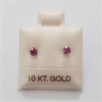 14K YELLOW GOLD RUBY  EARRINGS, MADE IN CANADA