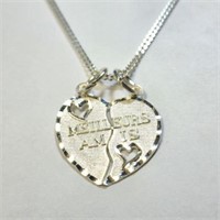 SILVER 2 SEPREABLE HEART WITH 24"  NECKLACE