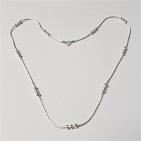 SILVER WITH BEAD 16"  NECKLACE