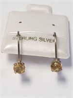 SILVER CITRINE(0.5CT)  EARRINGS, MADE IN CANADA