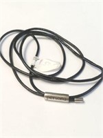SILVER LEATHER CORD PERSONAL LABEL  NECKLACE