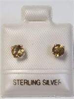 SILVER CITRINE(0.5CT)  EARRINGS, MADE IN CANADA