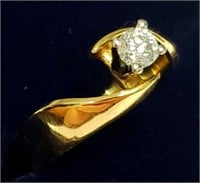 18K YELLOW GOLD DIAMOND 3.76G (0.18CT)  RING