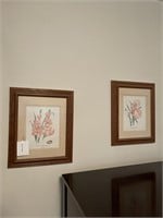 2 floral framed prints